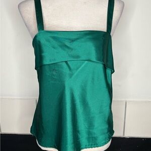 Elegant Green Satin Camisole Top